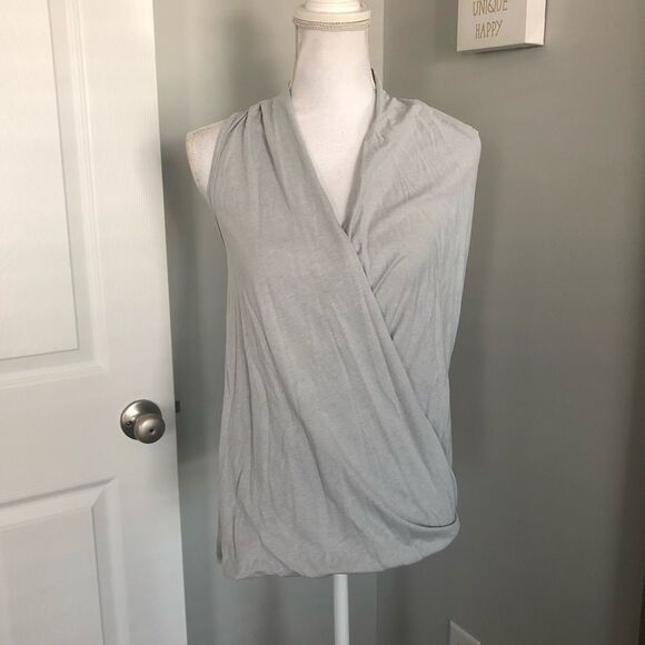 Fabletics Tops - Fabletics Gray Sleeveless Wrap Tank